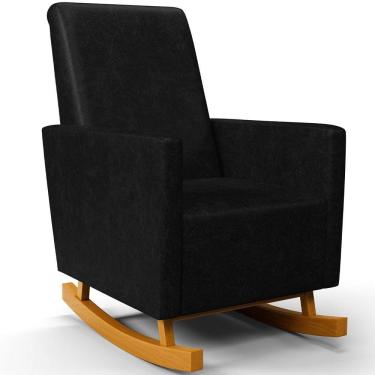 Imagem de Poltrona de Amamentação com Balanço Ravena W01 Couríssimo Preto - Lyam Decor