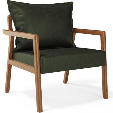 Imagem de Poltrona Decorativa Para Sala de Estar e Living Alícia B04 Couríssimo Verde Musgo - Lyam Decor