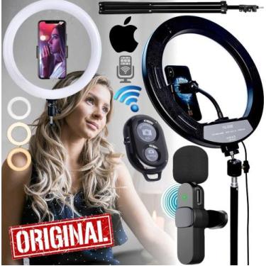 Imagem de Ring Light Completo Iluminador Luz Led Circular Selfie Tripé Microfone