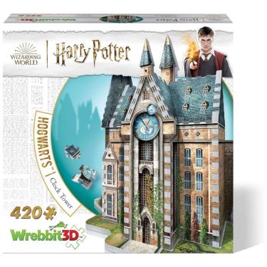 Imagem de Quebra Cabeças 3D Arquitetura Hogwarts e Torre do Relógio para Crianças e Adultos, 420 Peças, WREBBIT 3D PUZZLES HOGWCL, Marrom
