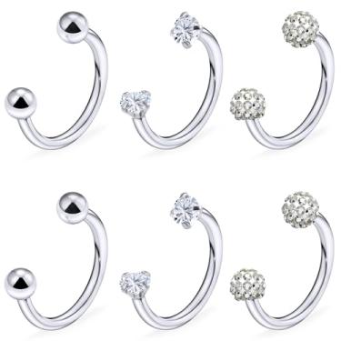 Imagem de Ocptiy Anéis de septo 18G 16G Anéis de nariz em ferradura 316L opala de aço cirúrgico CZ septo nariz piercing de lábio hélice tragus cartilagem torre brincos argolas piercing joias para mulheres