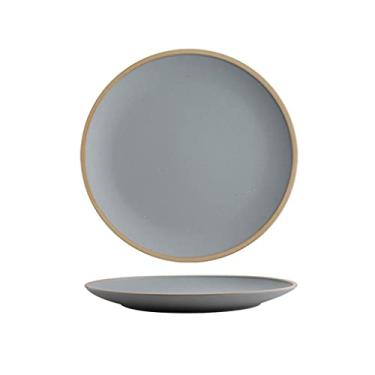 Imagem de Prato de serviço Pratos de jantar de porcelana de 26,5 cm Pratos de sobremesa redondos foscos elegantes para salada de sushi, bife e macarrão, pratos de mesa domésticos, pratos de cores sortidas (cor