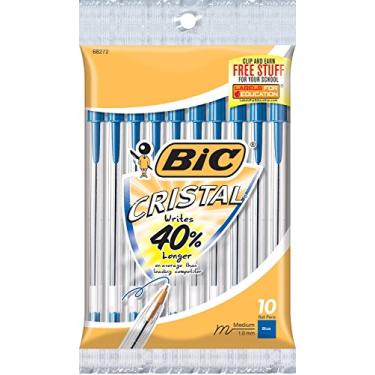 Imagem de Caneta esferográfica Stic, ponta média, pacote com 10, tinta azul/corpo transparente, vendido como 1 pacote