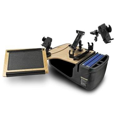 Imagem de AutoExec AE-RDFS-PS-PM-TAB-VC-11M Mesa de alcance do banco frontal do carro e estação de trabalho portátil com suporte para impressora, suporte para telefone, suporte para tablet e clipe de ventilação
