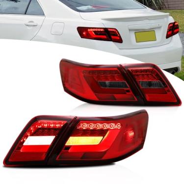 Imagem de Luzes traseiras VLAND compatíveis com Toyota Camry Sedan 2007-2011 (não serve para modelos Camry LE e híbridos), conjunto de luzes traseiras com seta âmbar, 1 par (vermelho e fumado)