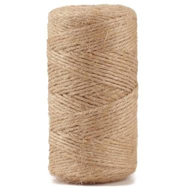 Imagem de Fio de juta natural de 1,5 mm, cordão de cânhamo de fita fina de 1,5 mm para plantas de jardinagem, embrulho de presente, decoração de casamento, cordão de embalagem a granel (1 rolo)