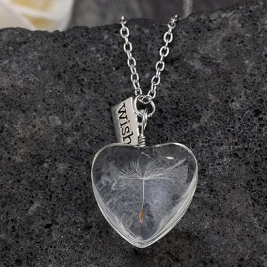 Imagem de Colar com pingente de semente de dente-de-leão verdadeiro para presente inspirador para mulheres, One Size, Aço inoxidável, Sem Pedra Preciosa