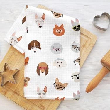 Imagem de Toalhas de cozinha para cães fofos, toalha de prato, cachorro fofo, 40 x 63 cm, decoração de férias, toalhas de chá de mão -1