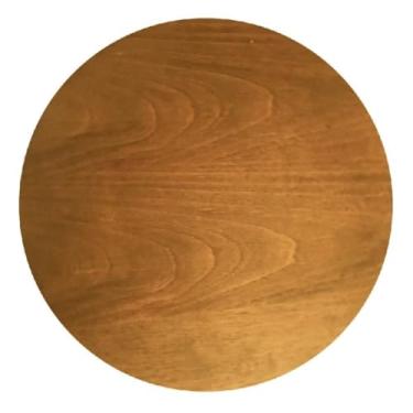 Imagem de Centro de Mesa Prato Giratório 40cm Amadeirado Com Tampo de Vidro Base Giratória Suave