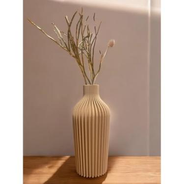 Imagem de Vaso Riscado Toque Sutil - 3D - Decoração (Amarelo, 18cm)