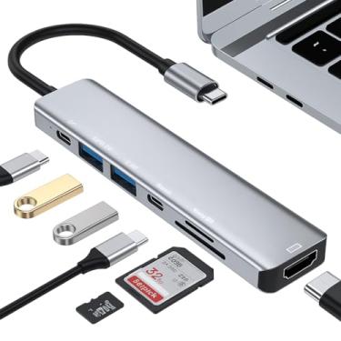 Imagem de Adaptador Hub 7 em 1 USB-C Premium com HDMI 4K 60Hz, USB 3.0, SD/TF, PD 100W, Multiportas para Notebook e MacBook