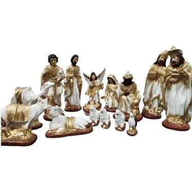 Imagem de Presépio De Natal - 14 Peças Em Gesso Com Pó De Mármore, Decorações Duráveis E Elegantes, Ideal Para Decorar Casa No Natal
