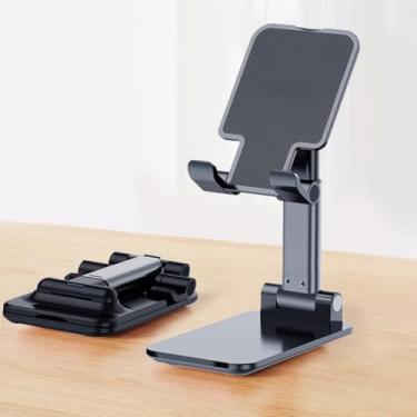 Imagem de Suporte de telefone ajustável – Suporte de mesa dobrável com almofadas de silicone, compatível com smartphones de 4 a 8 polegadas (preto)