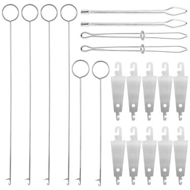 Imagem de 20 peças de gancho de costura flipper de anel, ganchos de costura para torneador de cordão, ferramenta de rosqueamento de cordão flexível, kit de laço de costura para casacos de tecido, jaquetas