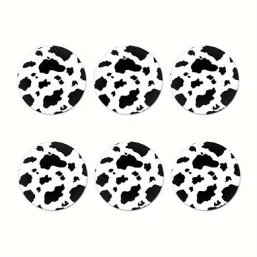 Imagem de 6 peças, porta-copos redondos, porta-copos impressos em vaca, tapete de caneca, porta-copos de café, porta-copos de vinho, protetor de garrafa de vinho de bar, acessórios de decoração de mesa