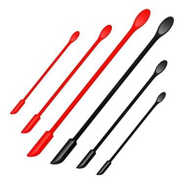 Imagem de 6 miniespátulas de silicone pequenas colheres para frascos, 3 tamanhos, mini colher de silicone e espátula, raspador de espátula fina para cozinha, garrafa estreita, maquiagem, cosméticos (preto