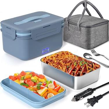 Imagem de Akhia Lancheira elétrica para alimentos, lancheira aquecida de 1,8 l/1,729 g para adultos, trabalho, carro/caminhão, casa, aquecedor de alimentos 60/80/100W, lancheira com recipiente removível de aço