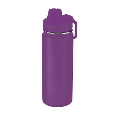 Imagem de Garrafa Térmica 570ml em Aço Inoxidável com Parede Dupla e Isolamento a Vácuo – Tampa com Mosquetão e Bico Rosqueável, Conserva Quente e Frio (Roxo)
