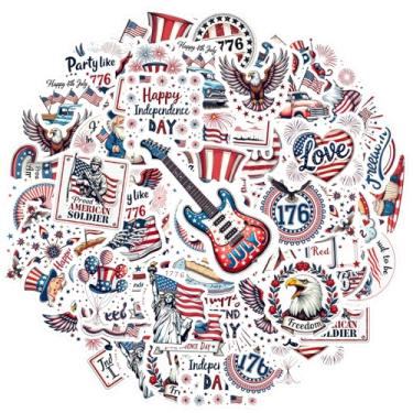 Imagem de 50 peças adesivos patrióticos da bandeira americana comemoração da bandeira americana do Dia da Independência adesivos patrióticos festivos para notebook, bagagem, copo de celular, faça você mesmo