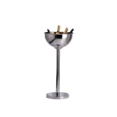 Imagem de Balde de gelo de aço inoxidável bicamada preservação do calor isolamento frio bonito KTV champanhe vinho tinto cerveja gelo bloco de gelo balde comercial (prateado, circular)