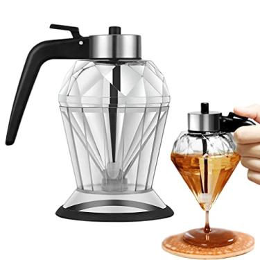 Imagem de Goodern Dispensador de mel de vidro de 200 ml - sem gotejamento - com suporte - Dispensador de azeite de oliva - Dispensador de xarope de bordo - Dispensador de mel - Frasco de mel - Dispensador