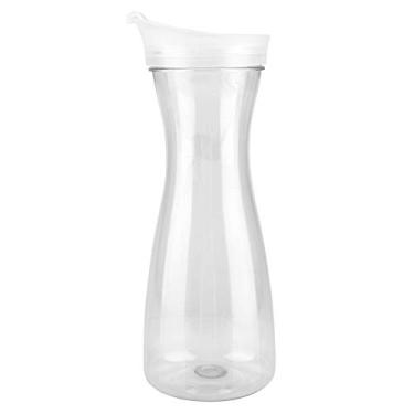 Imagem de Sunicon Garrafa de água com tampa flip top, jarra de suco de acrílico transparente, jarro de suco gelado, garrafa de pescoço estreito para chá, leite, limonada, vinho (1000 ml)