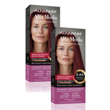 Imagem de Kit 2 Tintura Creme Altamoda Alfaparf Rubi 6.66 Kit - Alta Moda