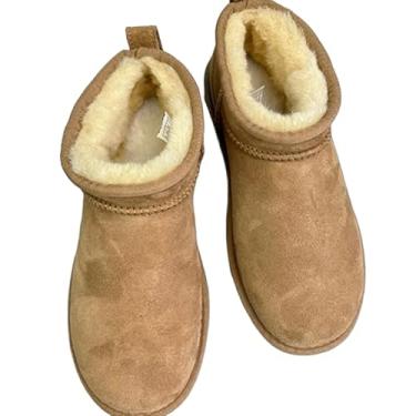 Imagem de Archicolor Botas de neve minimalistas nórdicas de pele de carneiro de lã australiana, sapatos quentes, botas femininas, sapatos femininos para o inverno, Marrom, 38