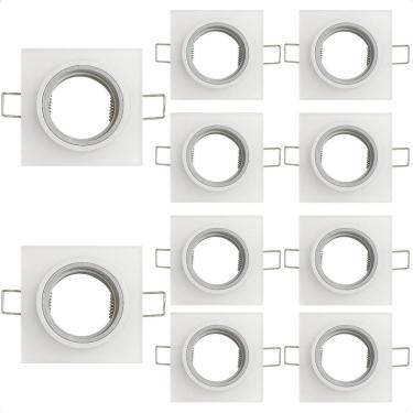 Imagem de Kit 10 Spot Taschibra Quadrado Embutir Vidro Jateado Sp23
