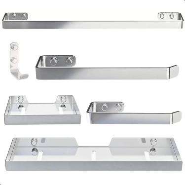 Imagem de Kit Acessórios Para Banheiro Cromado Plus 6 Peças - Prateado