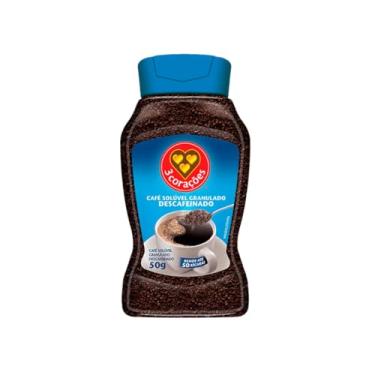 Imagem de 3 Corações Café Solúvel Descafeinado, Vidro 50G