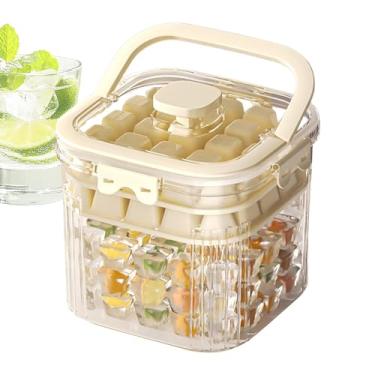 Imagem de Balde de gelo para freezer, caixa de gelo com tampa de vedação e 2 bandejas | Recipiente para freezer com colher para frutas, refrigerante, vinho, acessórios de bartender