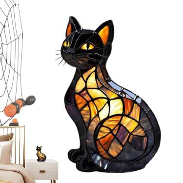 Imagem de Luz noturna animal - estátua de gato luz noturna infantil lâmpada novidade - escultura de resina decoração de casa assustadora para prateleira interna, apartamento, quarto, cabeceira, bar, Natal