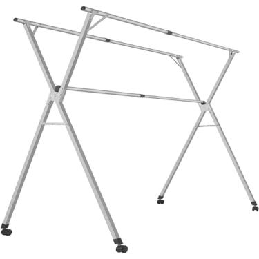 Imagem de SNOWNYLL Escorredor de roupas, arejador de roupas, rack de secagem ao ar livre, escorredor de roupas com 4 rodas interno de aço inoxidável pequeno economia de espaço