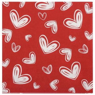 Imagem de Guardanapos de papel de almoço de coração, 100 peças, guardanapo de festa do dia dos namorados, coração vermelho, romântico, toalhas de mão descartáveis para casamento, chá de panela, suprimentos de