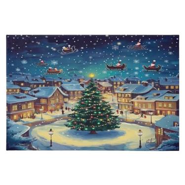 Imagem de Blueangle Tapete de Natal 5 x 7 – Capacho lavável antiderrapante para entrada, cozinha, banheiro, varanda com estampa de cidade de neve (200)