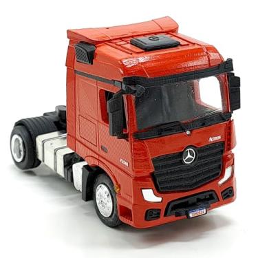 Imagem de Caminhão Mercedes-Benz Actros Miniatura, Vermelho, Modelo Die-Cast, Cabine Trator