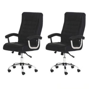 Imagem de Kit 2 Cadeiras De Escritório Presidente Executiva Big Com Molas Ensacadas Confortável Giratória Preto