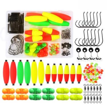 Imagem de Caixa de Iscas Pesca 102PCS para Bagre com Flutuadores Anzóis Rotativas Sinos Conjunto Flutuador Peixe Acessório Equipamento