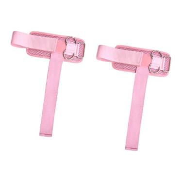 Imagem de Colaxi Conjunto de 2 faixas de pulso para levantamento de peso, com anéis duplos em D, ideais para exercícios em banco de musculação e levantamento de peso, Rosa 31.5x17cm