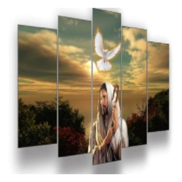 Imagem de quadro decorativo 5 peças modelo    jesus crsito lindo5 - autopc