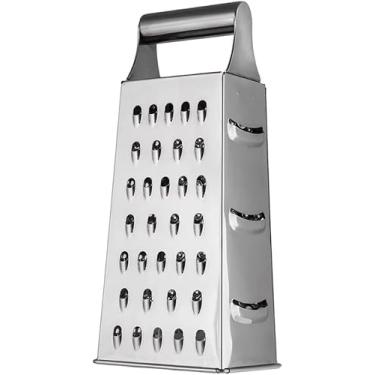 Imagem de Ralador de Quatro Faces em Aço Inox 21cm Multiuso para Queijos, Legumes, Verduras, Frutas e Temperos - Utensílio de Cozinha Resistente e Durável