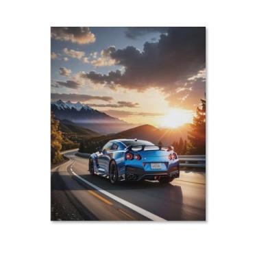Imagem de HouLaiZhe R35 Jdm carro esporte nascer do sol pôsteres fixes parede parede estética decoração de sala de parede impressões galeria sala decoração de parede para quarto sala de estar escritório 08 x 10