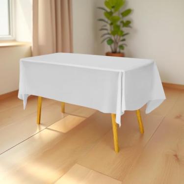Imagem de Toalha de mesa de plástico premium 137 cm x 277 cm. Capa de mesa retangular - branca