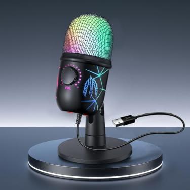 Imagem de Microfones condensadores de fios leves multicoloridos – Ideal para transmissão, podcasting, gravação vocal – Compatível com laptop, computador, equipamento de podcasting USB