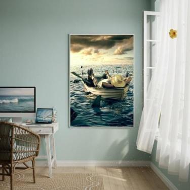 Imagem de Quadro Decorativo Pescador Em Boa Companhia-70X50Cm - Quadros On-Line