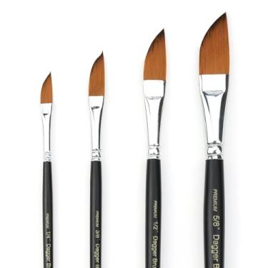 Imagem de GACDR Conjunto de pincéis Striper Dagger Striper – Conjunto de 4 pincéis premium aquarela com cabelo de nylon coreano para detalhes, linhas finas, acrílico, tinta, guache