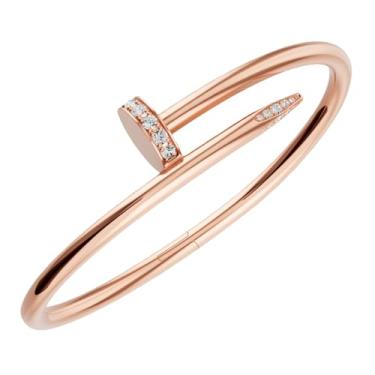 Imagem de Necirhuk Pulseira de casal banhada a ouro rosa 18 K, pulseira elegante de salgueiro com design aberto, joia moderna de dia dos namorados, presente para homens elegantes, pulseira de unha de ouro para