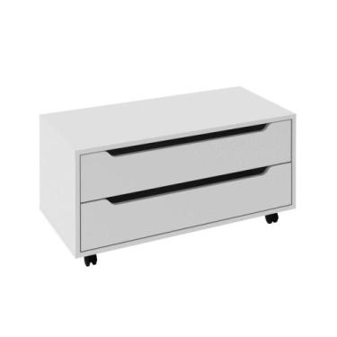 Imagem de Balcão Gabinete 80cm com 2 Gavetas e Rodízio BN3643 Branco Tecnomobili