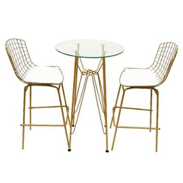 Imagem de Jogo de Mesa Ísis cor Dourado Fosco Bistrô Eames Eiffel 1,00 metro com
